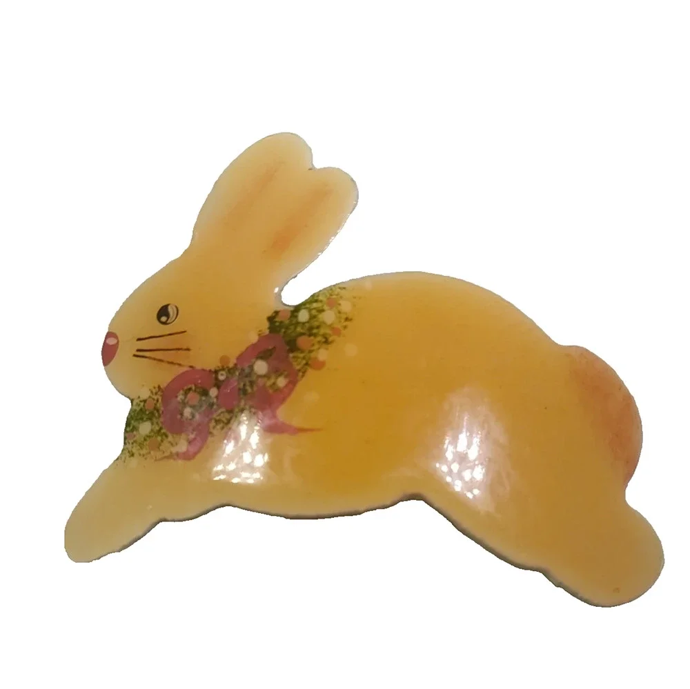 Hand Made Hair Barrette Tension Clip Bunny Rabbit Large Gold Tone Easter Party